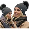 Fashionweek Dámska zimná čiapka s brmbolcom ZIZI15/A13 Farba: grafit, Veľkosť: Universal