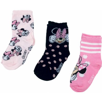 EPLUSM Dievčenské vysoké ponožky Smile Minnie Mouse 3 ks