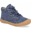 Barefoot detské členkové topánky Ricosta - Pepino Dots nautic Bubble M modré