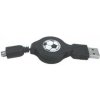 Logo USB kábel (1.1), USB A samec - 4-pin samec, 0.7m, navíjacie, čierne, HIROSE