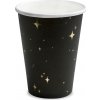 Party Papierové poháre čierne s zlatým vzorom 260 ml, 6 ks – elegantné na oslavy