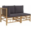 VidaXL 2-dielna súprava záhradného nábytku, tmavosivé podložky, bambus