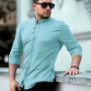 PÁNSKA KOŠEĽA SO STOJAČIKOM SLIM ZELENÁ SPOLOČENSKÁ CASUAL M 39/40