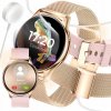 SMARTWATCH DÁMSKE HODINKY POĽSKÉ MENU ROZHOVORY OZNÁMENIA ŠPORT ZLATÉ