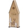 Dekorácia MagicHome Vianoce Woodeco, Vtáčia búdka, 3 LED, 12x7x32 cm