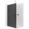 CERANO - Sprchová zástena Walk-in Onyx Top Round Ľ/P - 8 mm - guľatá vzpera - zlatá kartáčovaná, grafitové sklo - 40x200 cm CER-8050BD71981