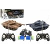 Teddies RC Sada tanků tanková bitva 2 ks 25 cm RTR se zvukem a světlem hnědý a modrý 1:32