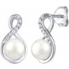 Silvego stříbrné náušnice s bílou přírodní perlou