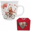 JUMBO Valentínska šálka medveď na bicykli 650 ml v darčekovej krabičke (šálka s medvedíkom na bicykli)