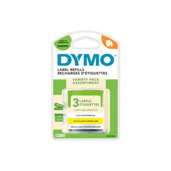 DYMO LetraTag páska 12mm x 4m, mix - biela papierová, žltá plastová, metalická strieborná S0721800