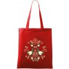 Folklór - hnedé vtáčiky - Taška bavlnená - 42 x 38 cm ( Červená )