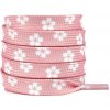Široké šnúrky s kvetovanou potlačou, jeden pár - Ružové, 120 cm