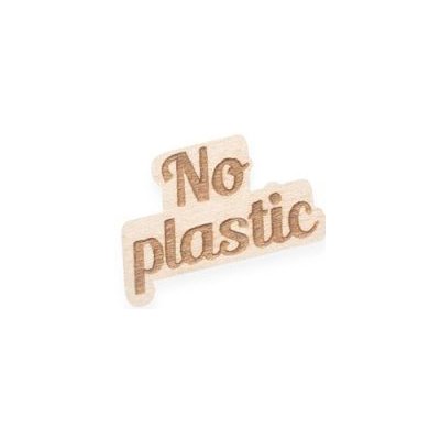 BeWooden drevená brošňa v tvare nápisu No Plastic BR67