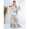 Dámske dlhé biele kvetované spoločenské šaty pre moletky flower - 46