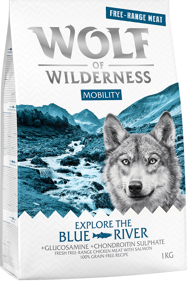Wolf of Wilderness Explore The Blue River Mobility kuracie z voľného chovu a losos 5 x 1 kg