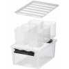 Úložný box, plastový, čierne úchytky, 6 priehradiek, SMARTSTORE 