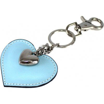 Prívesok na kľúče Kožená srdce nebesky modrá Made in Italy
