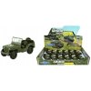 Teddies Auto Welly Jeep 1941 Willys MB terénne vojenskej plast / kov 10cm voľný chod 12ks v boxe Cena za 1ks