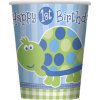Poháre papierové 1.narodeniny Korytnačka 8 ks-ihneď