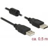 Delock USB kábel USB 2.0 USB-A zástrčka, USB-A zástrčka 0.50 m čierna s feritovým jadrom 84888; 84888