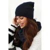 Fashionweek Dámska Súprava teplý pohodlný dámsky set dámska čiapka a šál cashmere touch S2468 Farba: námornícka modrá, Veľkosť: Universal
