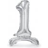 PartyDeco Samostojací fóliový balón 1 strieborný 70 cm