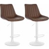 Design-Shop 2x Barová stolička Toni - koženka, biely rám - Hnedá