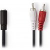 NEDIS stereofonní audio kabel/ 2x RCA zástrčka - 3,5mm zásuvka/ černý/ box/ 20cm CAGB22255BK02