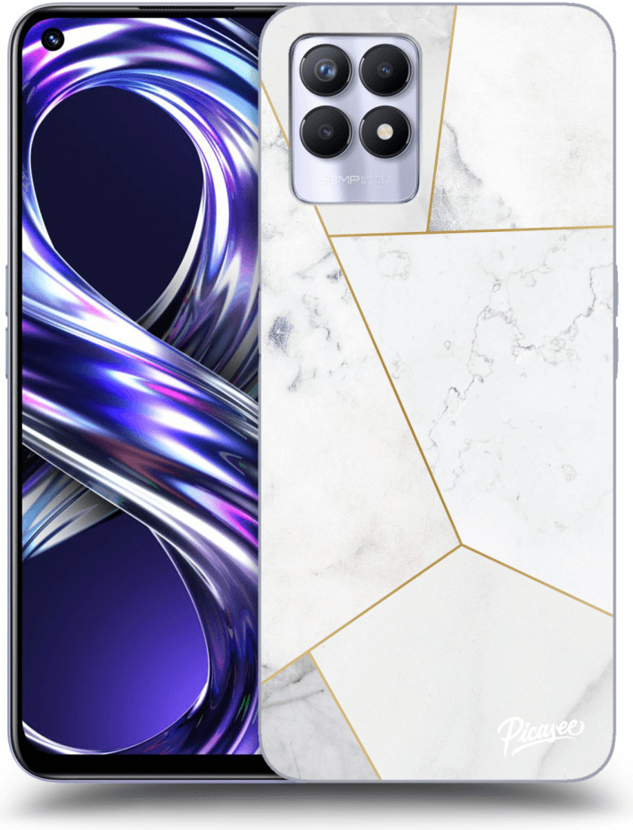 Púzdro Picasee silikónové Realme 8i - White tile čierne