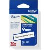 Brother - TZe-221, bílá / černá (9mm, laminovaná) TZE221