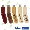 USB Kľúč 64GB 3.0 EKO Drevený s Uzáverom, 5 Dizajnov s Gravírovaním