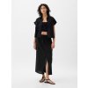 GAP Ľanová midi sukna Utility Čierna XL