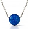 Strieborný náhrdelník s príveskom guličky z opálu, tmavomodrá farba
