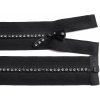 Kostený zips šírka 4 mm dĺžka 65 cm so štrasovými kamienkami - 1 ks - čierna - 322 čierna