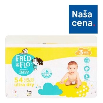 Tesco Fred & Flo Ultra Dry plienky 3 Midi 54 ks