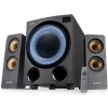 FENDA F&D repro F770X/ 2.1/ 76W/ černé s RGB/ BT5.0/ FM rádio/ USB přehrávání/ optický vstup/ dálkové ovládání