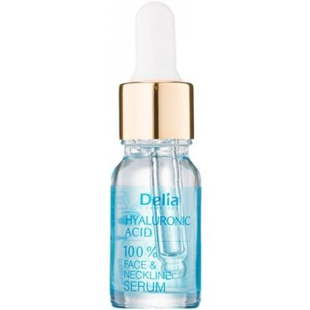 Delia Cosmetics 100% Serum Hyaluronic Acid vyplňujúce a protivráskové sérum s kyselinou hyalurónovou na tvár krk a dekolt Paraben Free 10 ml