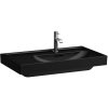 LAUFEN Meda asymetrické závesné umývadlo s odkladacou plochou vľavo, s otvorom, s prepadom, 800 x 460 mm, matná čierna, H8171157161041