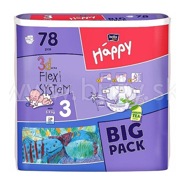 BELLA HAPPY Midi 3 Big Pack plienkové nohavičky pre deti od 5 do 9 kg 78 ks  od 12,99 € - Heureka.sk