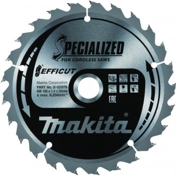 MAKITA B-62979 Efficut Kotúč pílový D 165 x 20 mm na drevo MDF laminát TCT 25 zubov 1.45 mm