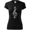 Husľový kľúč z nôt - Dámske Fantasy športové (dresovina) - L ( Čierna )