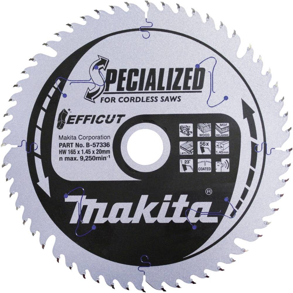 Makita Efficut B-62985 Kotúč pílový D 165 x 20 mm na drevo MDF laminát 25z TCT 1.45 mm rez