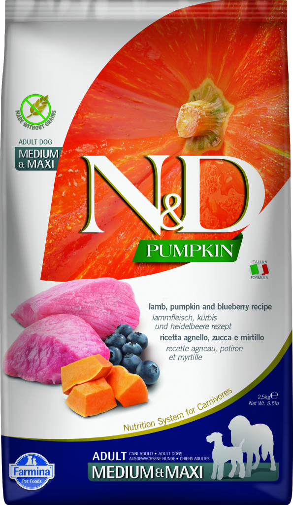 N&D Grain Free Pumpkin DOG Adult M / L Lamb & Blueberry 2,5 kg