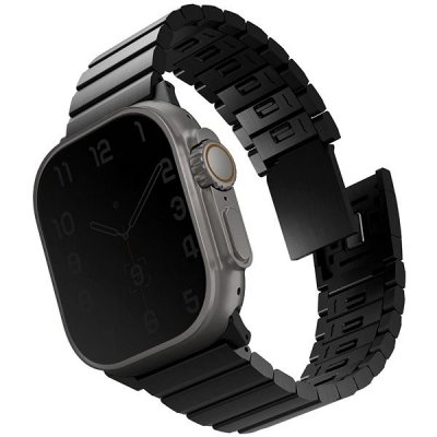 Uniq Strova Mag článkový oceľový na Apple Watch 49/45/44/42mm, Midnight black UNIQ-49MM-STRVMBLK