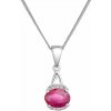 Strieborný náhrdelník luxusný s pravým minerálnym kameňom červený 12084.3 ruby