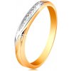 Šperky eshop Dvojfarebný zlatý prsteň vlnka z bieleho zlata a drobných čírych zirkónov S3GG193.42