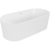 Mexen Paola voľne stojaca ryhovaná vaňa 150 x 75 cm, biela mat, biely prepad - 52721507501-20