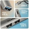 AXAGON HUE-STA, 4x USB ALU STRIP hub, 1x USB-A 5Gbps, 2x USB-A & 1x USB-C 480Mbps, kabel USB-A 12cm