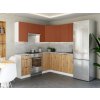 Rohová kuchynská linka LAMIA 190x170cm Brick + dub artisan