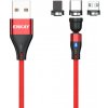 ENKAY 3v1 nabíjací a dátový kábel s vymeniteľnými magnetickými konektormi - USB-A na USB-C / Lightning / micro USB - 1 m - červený - možnosť vrátiť tovar ZADARMO do 30tich dní